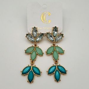 Charming Charlie Mint Seafoam Floral Dangle Earrings